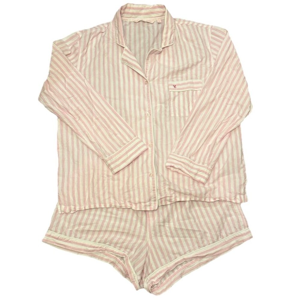 Victoria Secret Pink Striped Shorts Pajama Set Size Large
